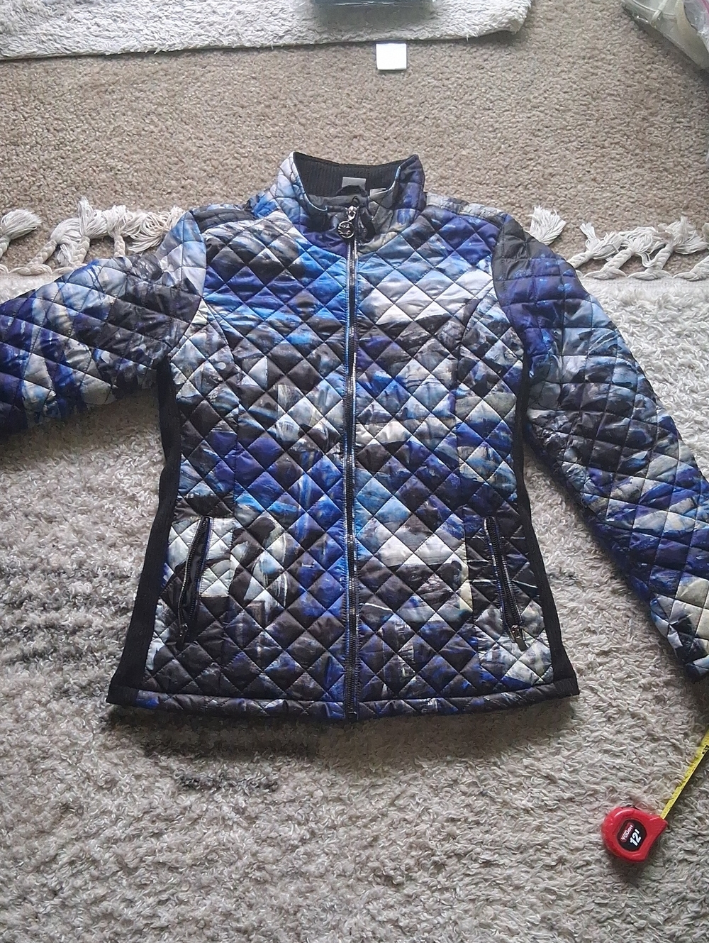 Dolcezza Womans S Quilted Blue Multi-Pattern Jacket